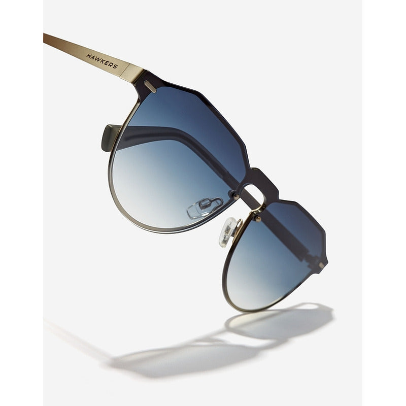 Anteojos De Sol Hawkers Lifestyle Warwick Venm Metal Diseño Twilight Armazón Plata Mate Y Lente Azul Oscuro
