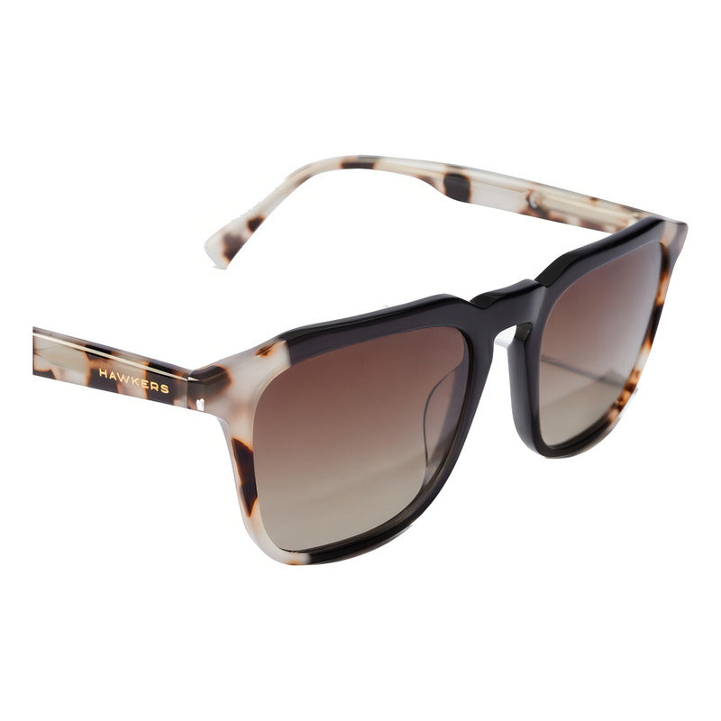 Anteojos De Sol Hawkers Lifestyle Eternity Diseño Leo Black Armazón Negro/habana Beige Y Lente Marrón