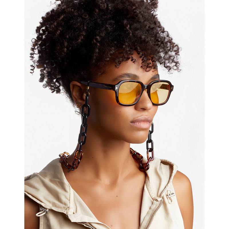 Cadena Eslabones Lentes de Sol - Carey Negro Marrón