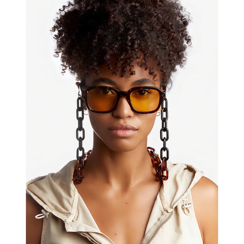Cadena Eslabones Lentes de Sol - Carey Negro Marrón
