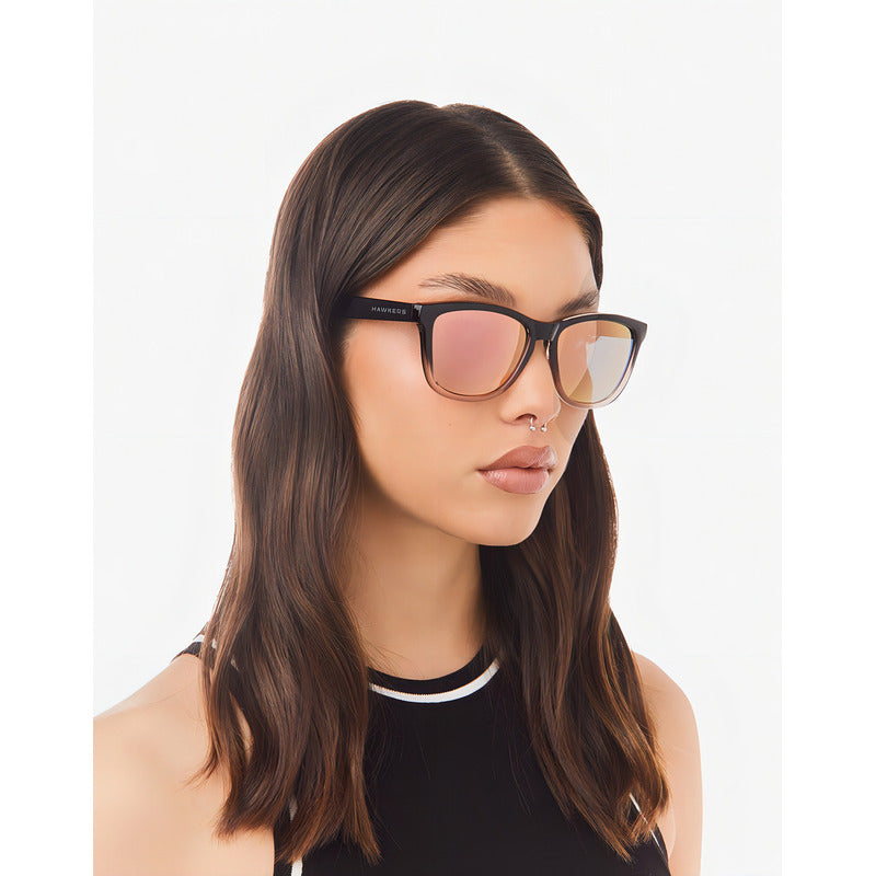 Lentes De Sol Polarizados Hawkers Fusion One Negro/oro Rosa